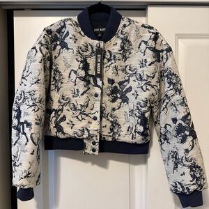 Steve Madden Women's Navy and Cream Bomber Jacket
